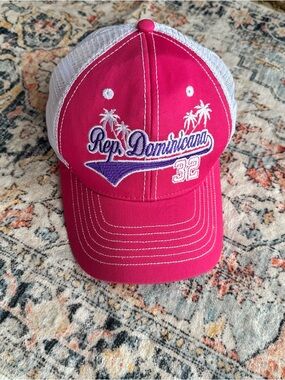 Ginia Hot Pink & White  Mesh Baseball Cap with Embroidered Logo